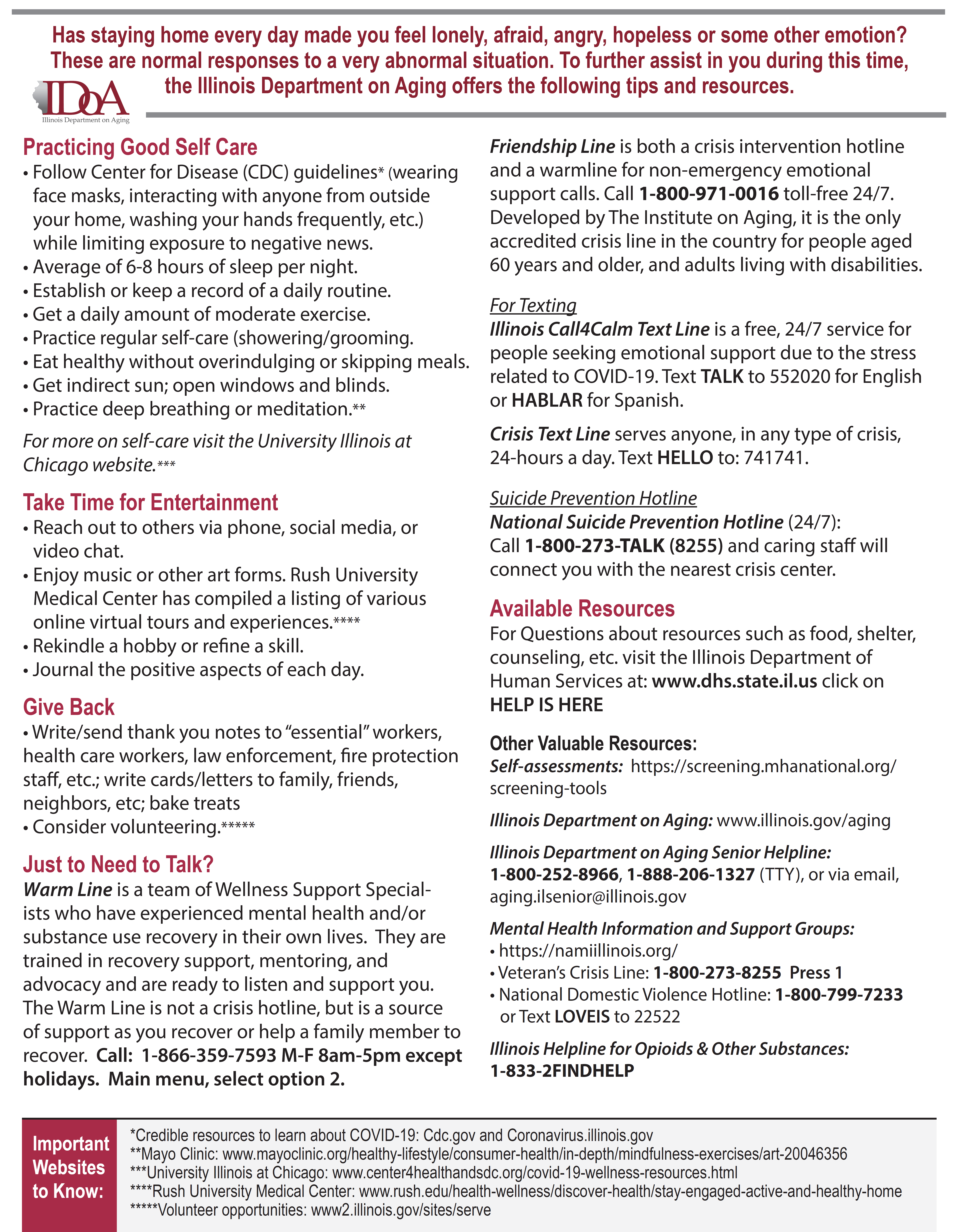 IDOA Self Care for the Caregiver tips p2